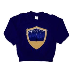 Sweater - Schild Mama is mijn superheld - SuperFam - Marineblauw