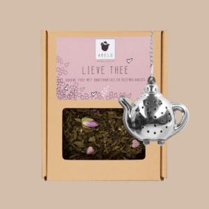 Theekruidendoosje 'Lieve thee' met thee-ei