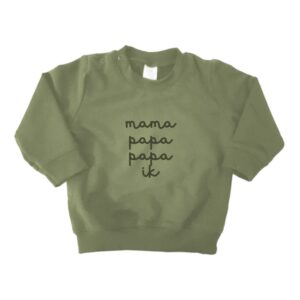 Sweater mama papa papa ik olijfgroen - Mini&Co.