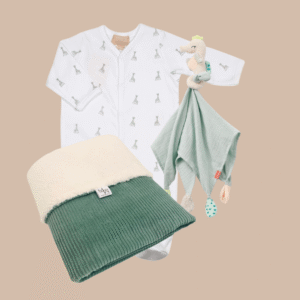 Mix&Match 'Slaapklaar' pakket (olijfgroen deken) - knuffeldoekje naar keuze