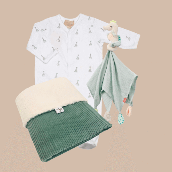 Mix&Match 'Slaapklaar' pakket (olijfgroen deken) - knuffeldoekje naar keuze
