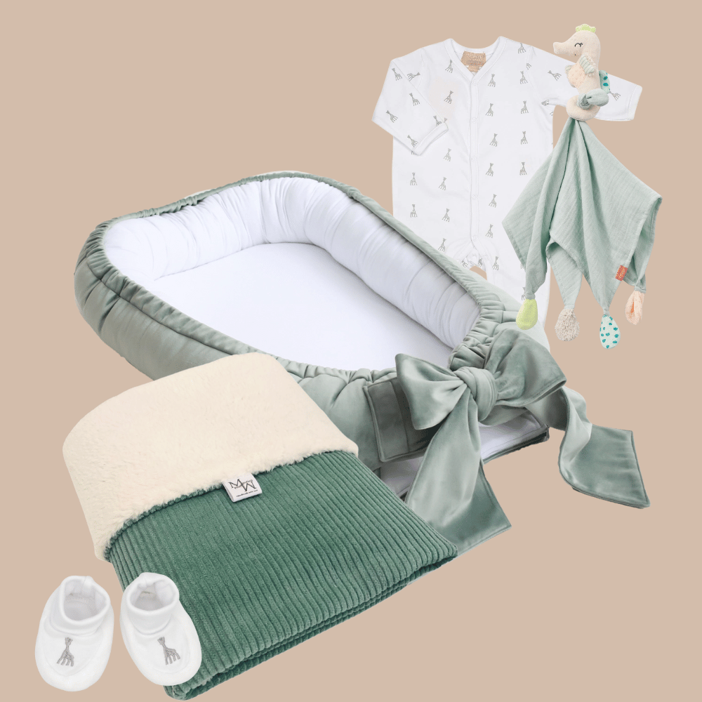 Mix&Match 'Nestje van Goud - Mint/olijfgroen' - knuffeldoekje naar keuze