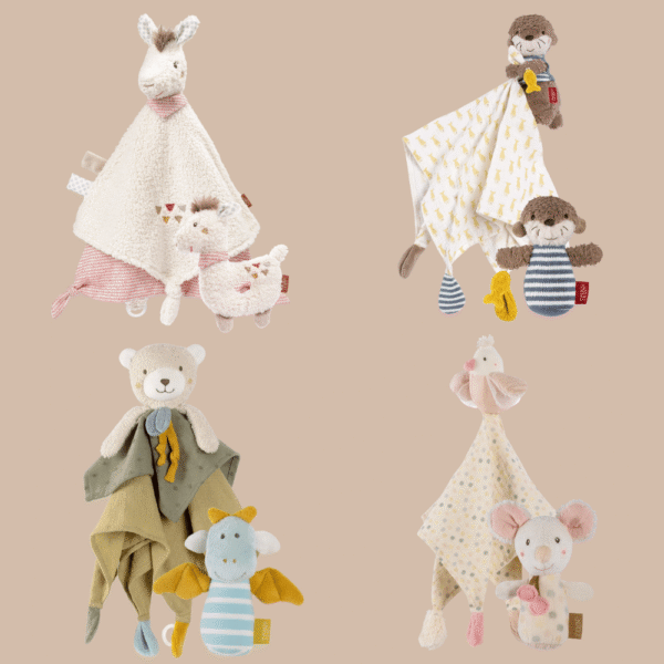 Mix&Match 'Knuffelkameraden' - knuffeldoekje en rammelaar naar keuze
