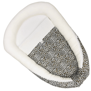 Babynestje rib met rits - off-white leopard