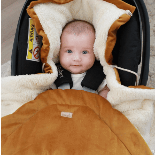 Autostoeldeken teddy - okergeel - Image 3