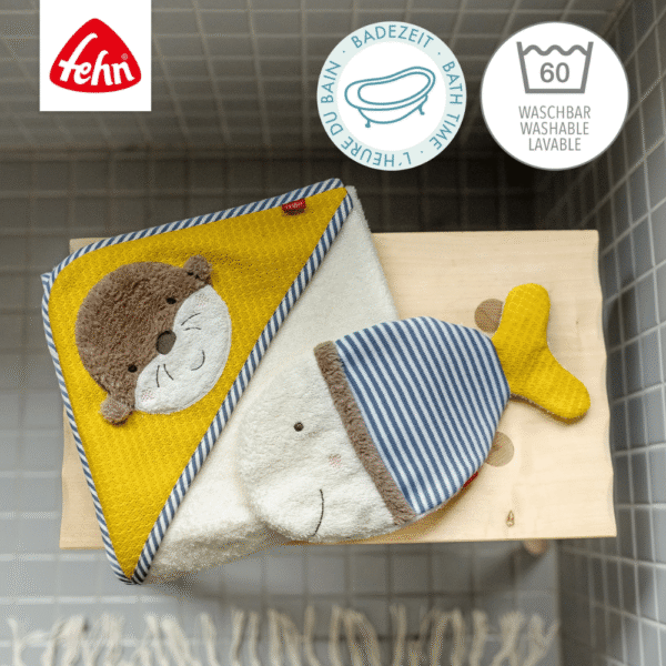 Badset - Badhanddoek Otter en washandschoen vis