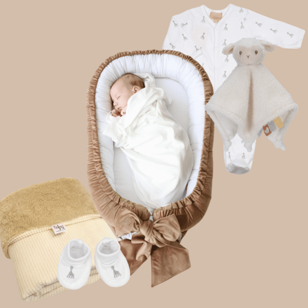 Mix&Match 'Nestje van Goud - Coffee/off-white' - knuffeldoekje naar keuze