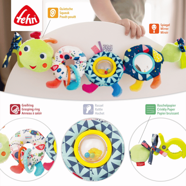 Kinderwagenketting - Kleurrijke rups - Afbeelding 2