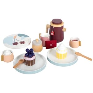 Houten koffie- en theeserviesset