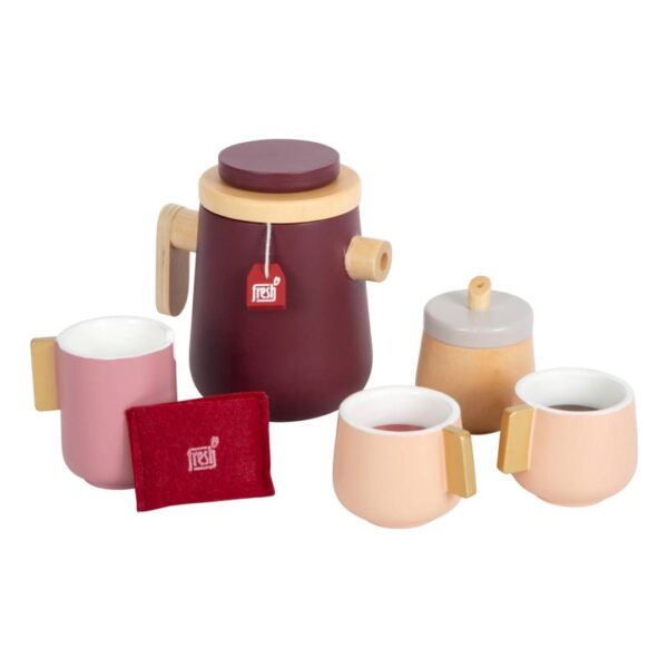 Houten koffie- en theeserviesset