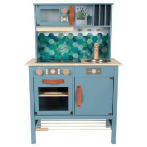 Houten designkinderkeuken smoke blue