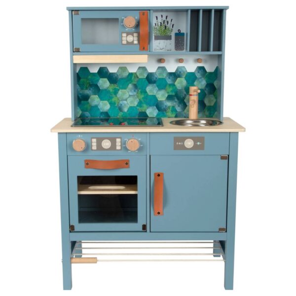 Houten designkinderkeuken smoke blue