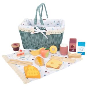 Houten picknickset met mand