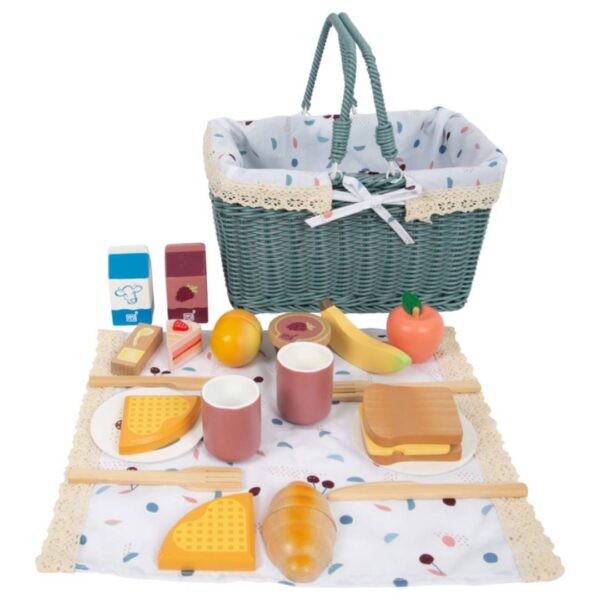 Houten picknickset met mand