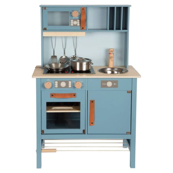 Houten designkinderkeuken smoke blue