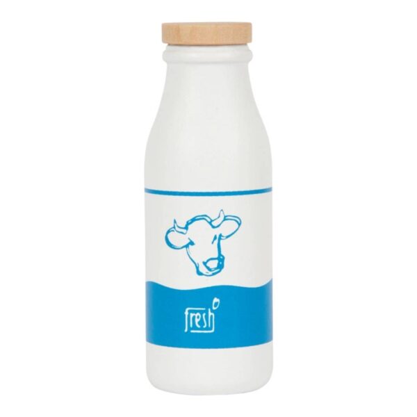 Houten krat met melkflesjes