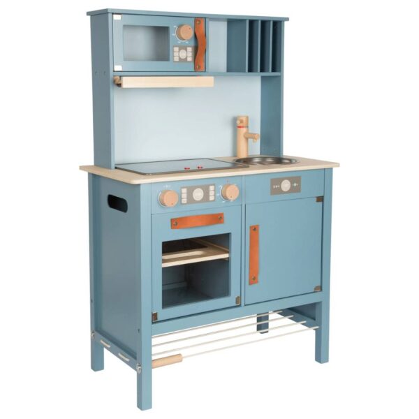 Houten designkinderkeuken smoke blue