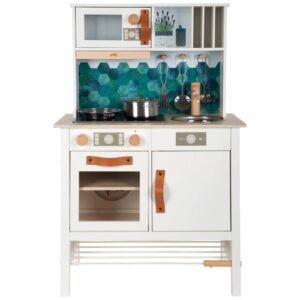 Houten designkinderkeuken warm wit