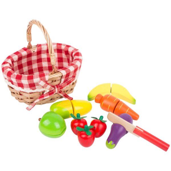 Houten Boodschappenmandje met groente en fruit