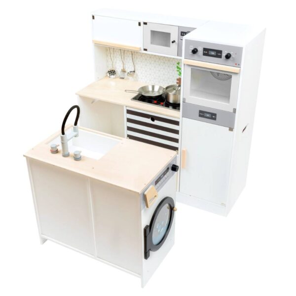 Houten Modulaire XL Kinderkeuken - Zwart/Wit