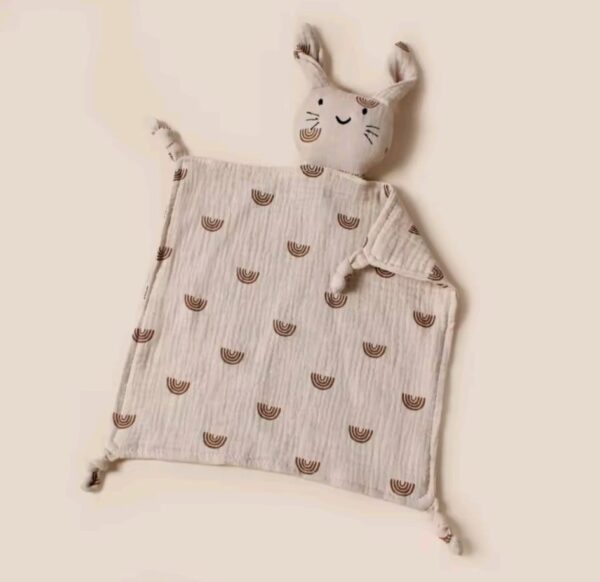 Mousseline knuffeldoekje konijn - khaki regenboog