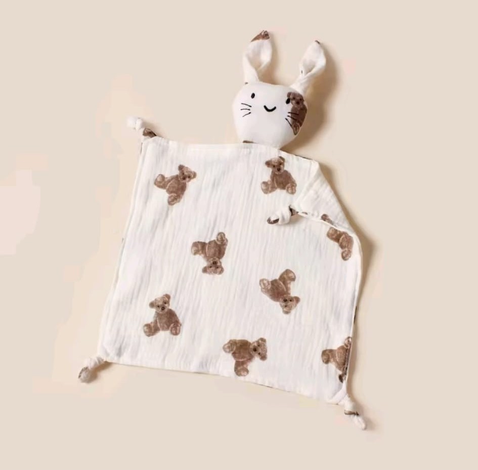 Mousseline knuffeldoekje konijn - beer
