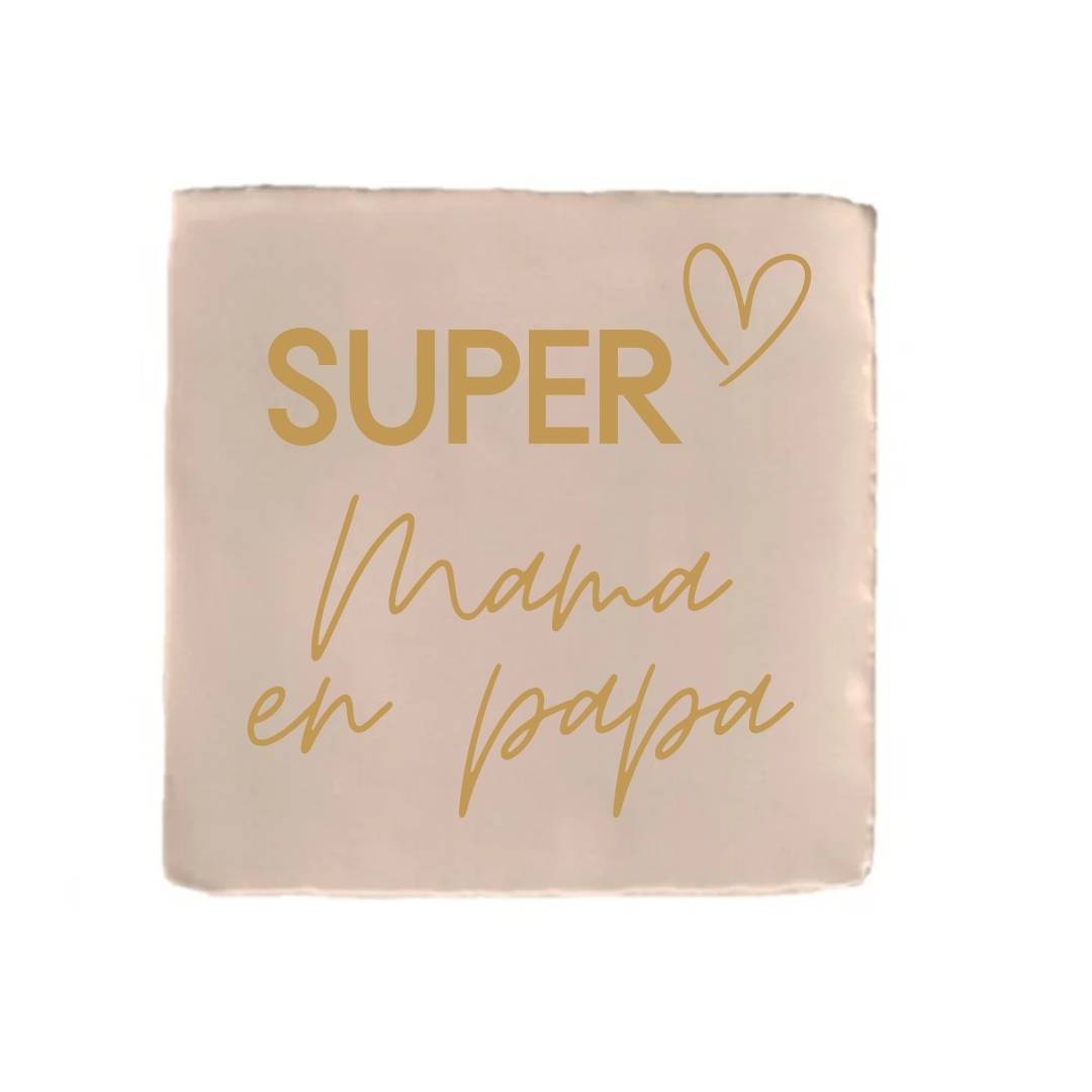 Tegeltje-Super Mama en Papa-diverse kleuren - Afbeelding 4