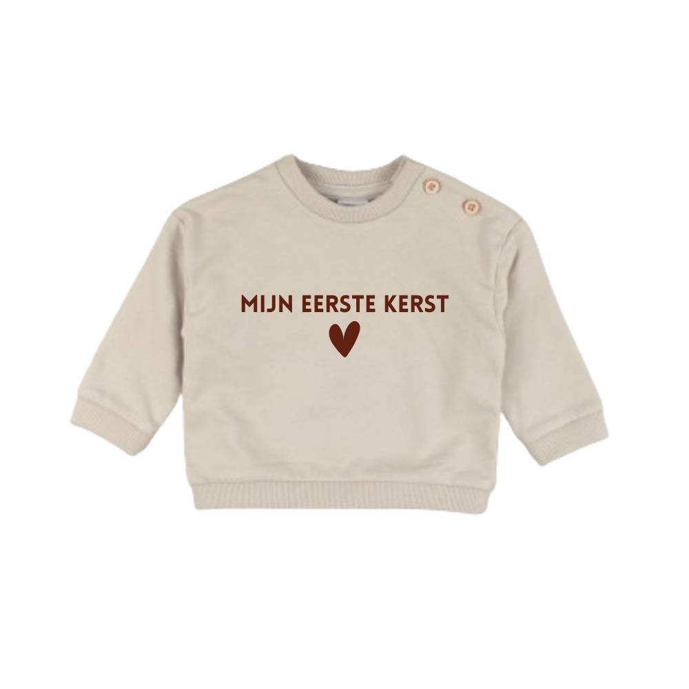 Sweater mijn eerste kerst beige - Mama en ik outfit