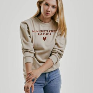 Sweater mijn eerste kerst als mama beige - Mama en ik outfit