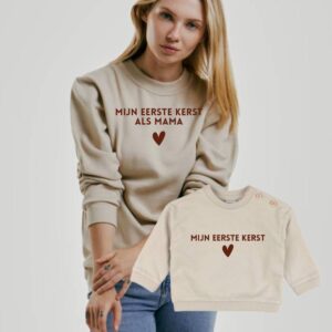 Set eerste kerst beige - Mama en ik outfit