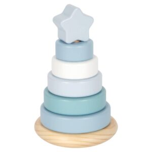 Houten stapeltoren blauw