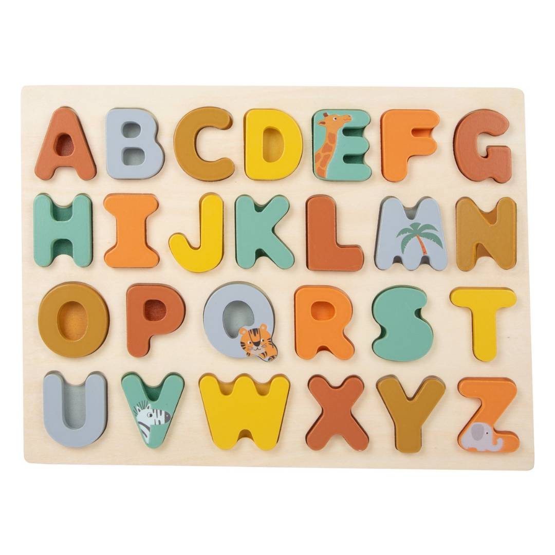 Houten alfabetpuzzel