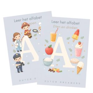 Leer het alfabet - Kleurboek - Schrijven - Herkennen - Beroepen en eten en drinken