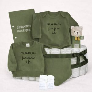 Luiertaart - Mama papa ik - Legergroen