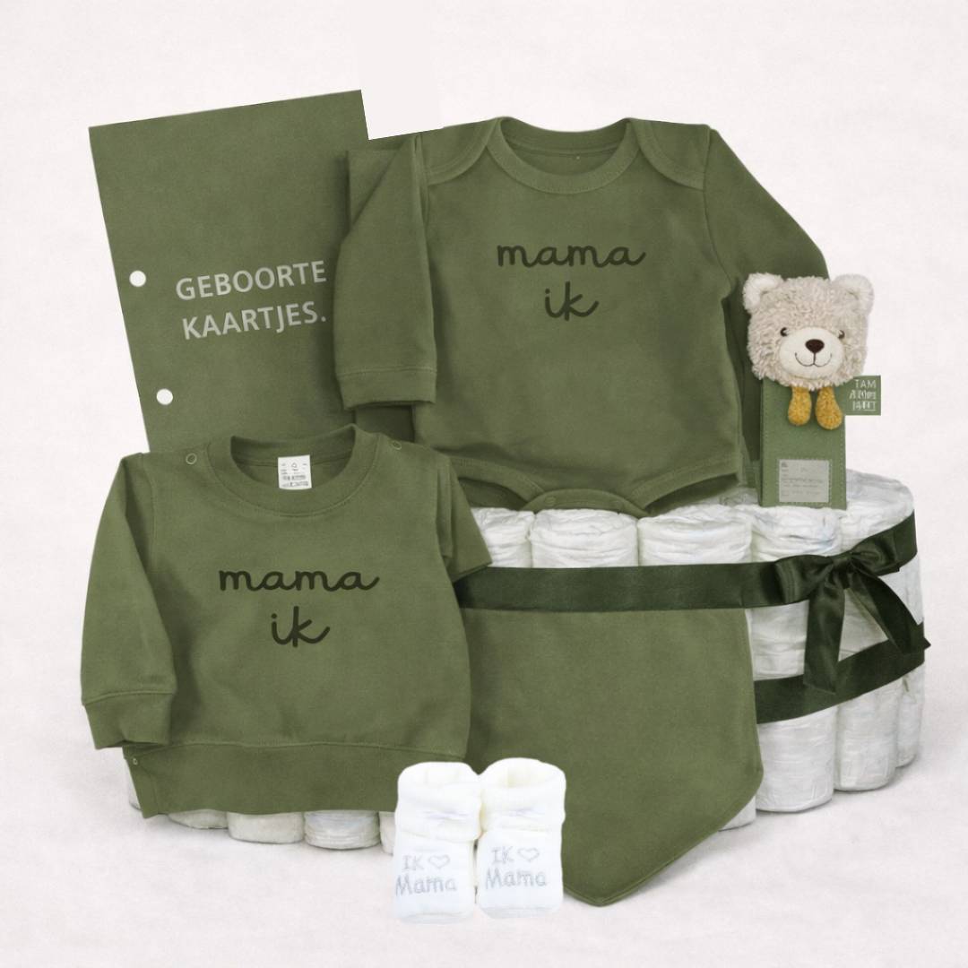 Luiertaart - Mama ik - Legergroen - (Bewust) Alleenstaande Moeder