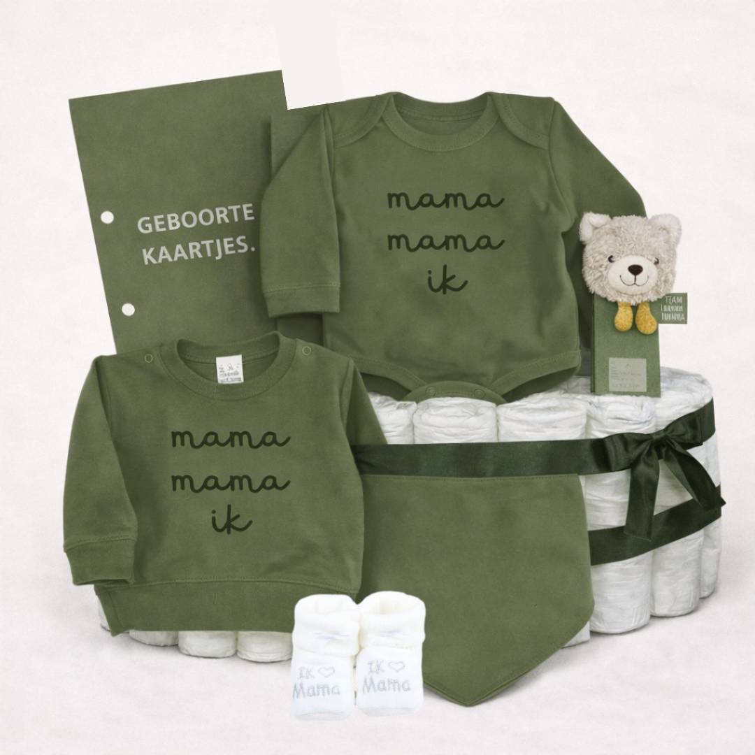 Luiertaart - Mama mama ik - Legergroen - Twee mama's