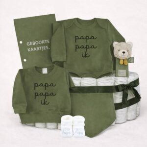 Luiertaart - Papa papa ik - Legergroen - Twee papa's