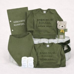 Luiertaart - Papa en ik - Legergroen - (Bewust) Alleenstaande Vader